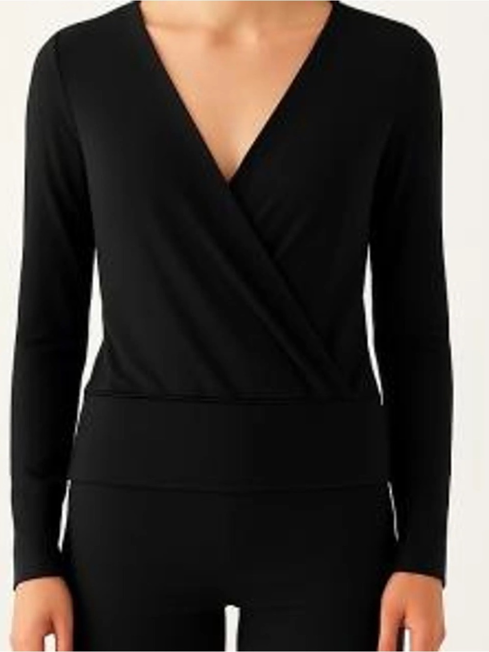 Banana Republic Black Wrap Front Long Sleeve Top